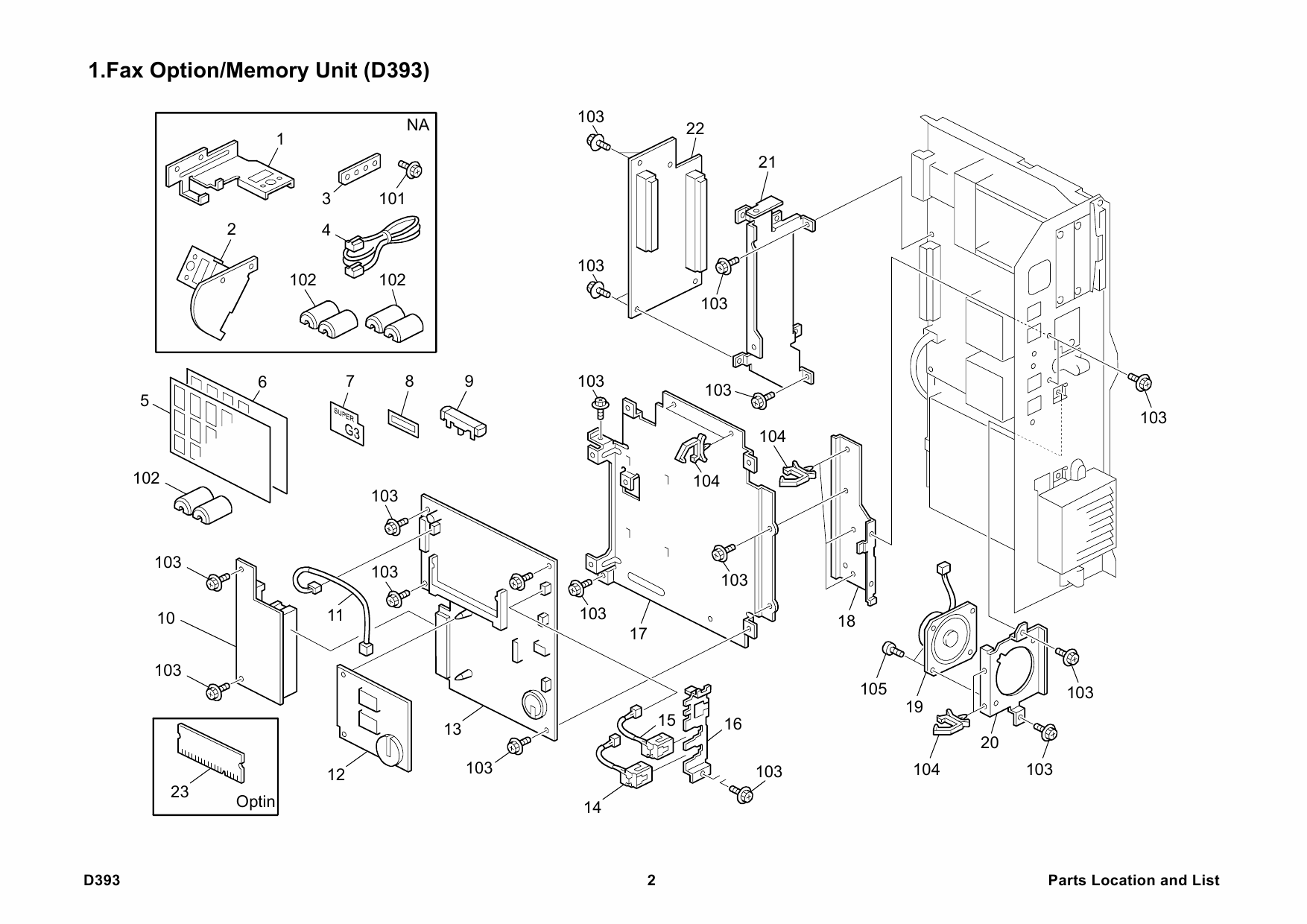 RICOH Options D399 FAX-OPTION-TYPE-C5000 Parts Catalog PDF download-2